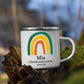 Mug enfant émaillé personnalisé mug émaillé arc-en-ciel vert pour première communion