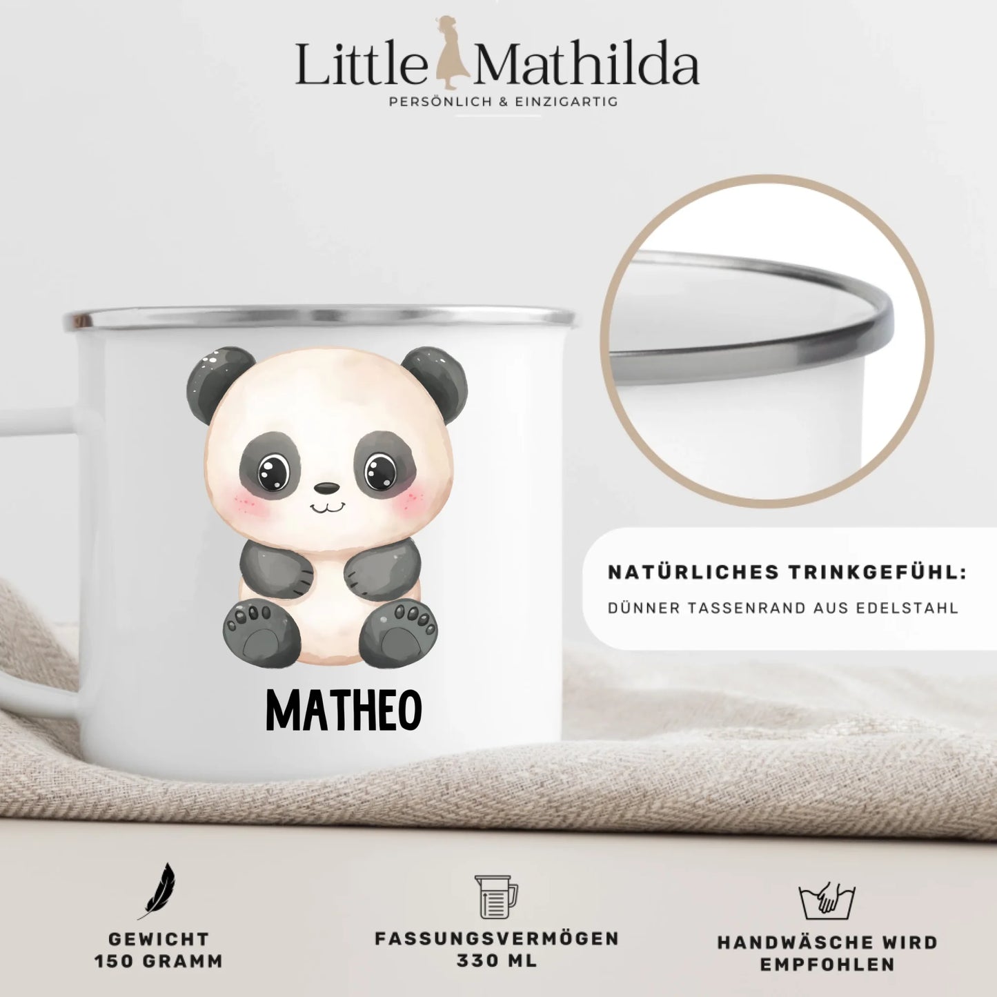 Personalisierte Kindertasse Pandabär mit Namen