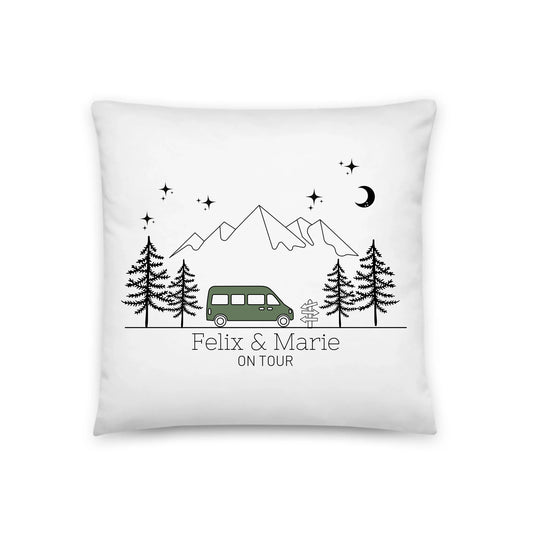 Personalisiertes bunter Camper (40x40cm Baumwolle)