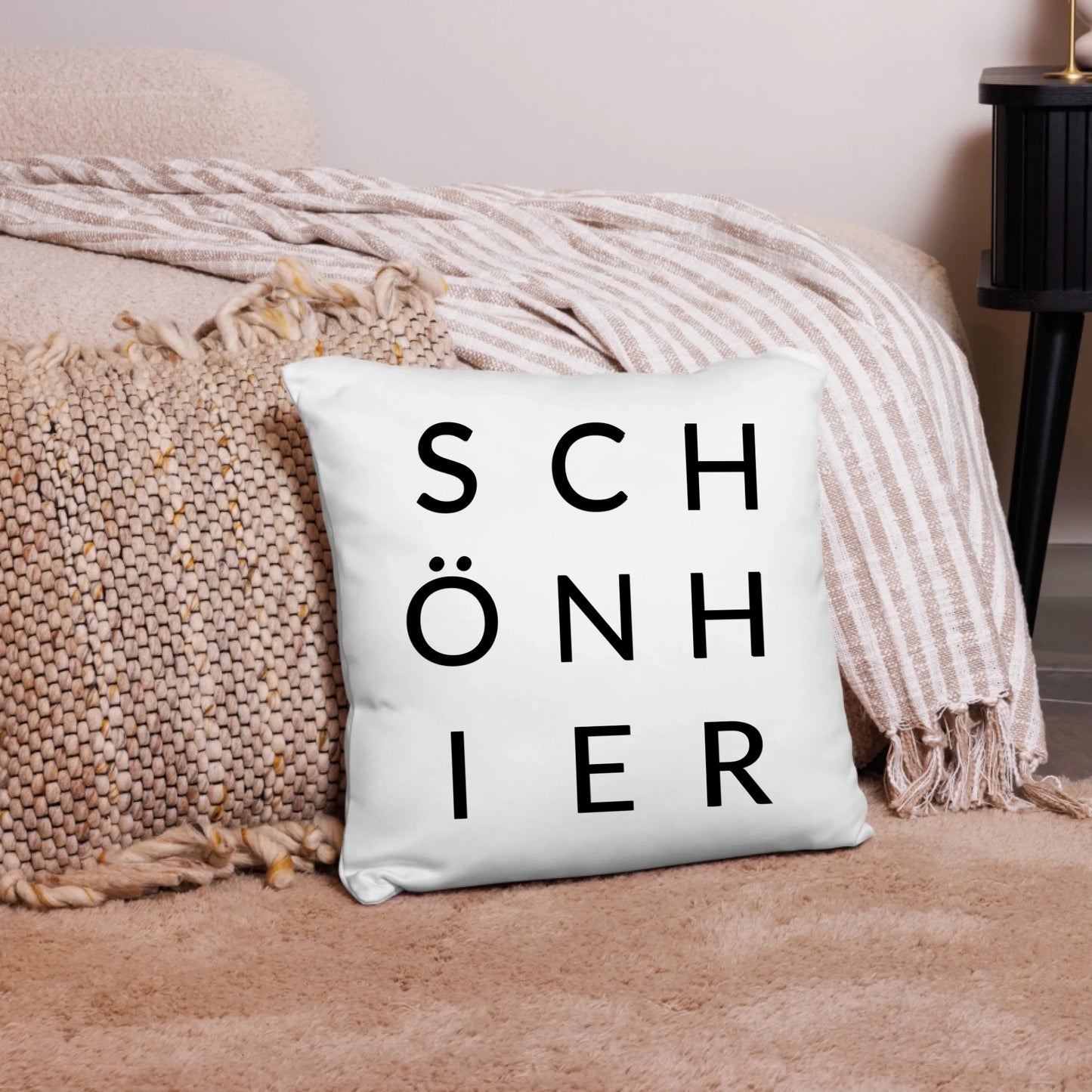 Dekokissen "SCHÖN HIER" inkl. Füllung (40x40cm)