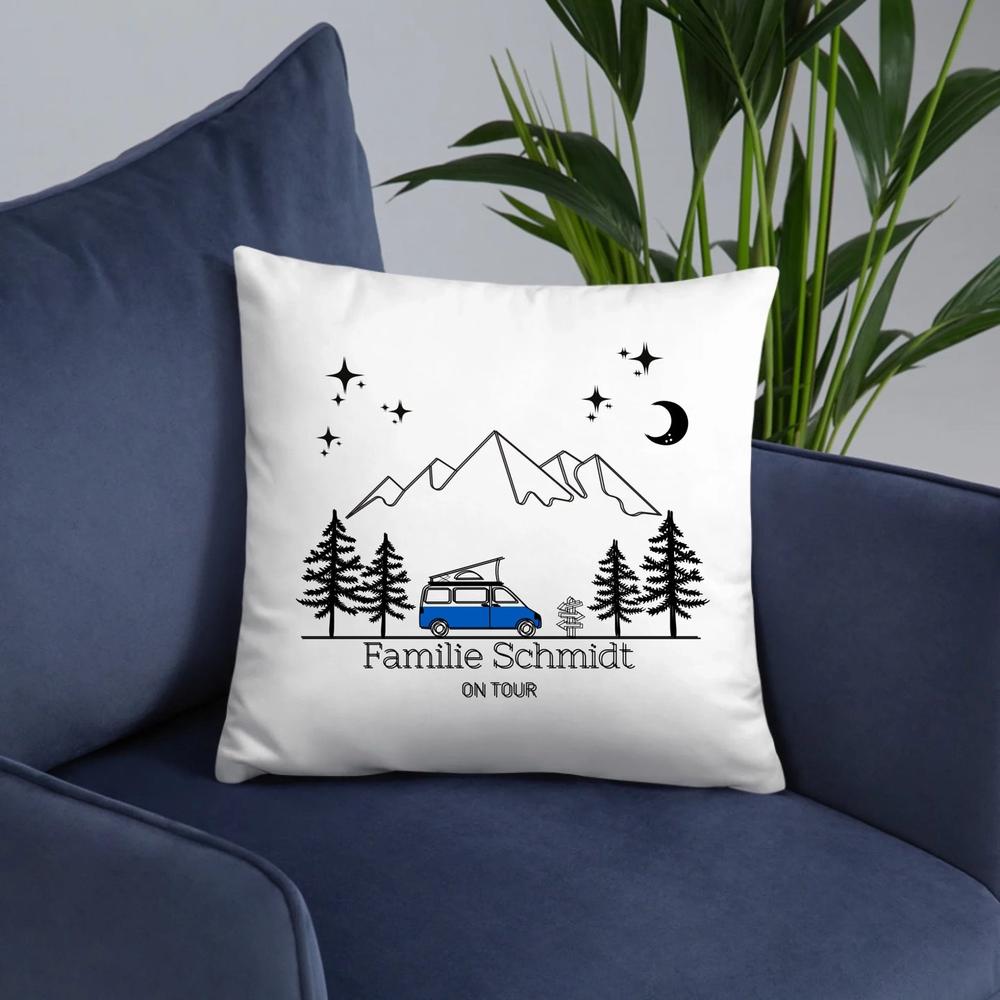 Camping cushion colorful camper with pop-up roof