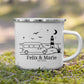 Emaille Camping Tasse Kastenwagen am Meer