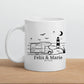 Emaille Camping Tasse Wohnwagen am Meer