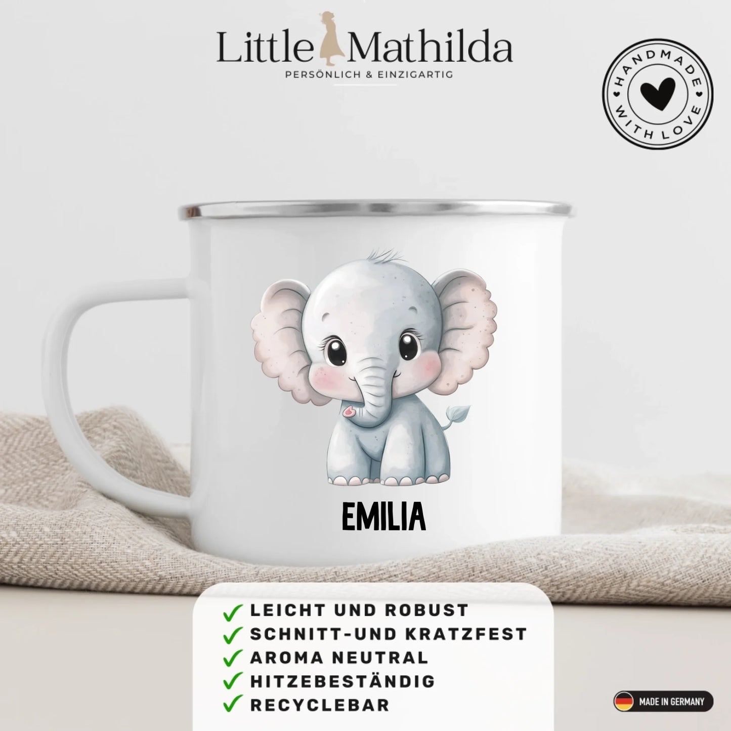 Personalisierte Kindertasse Elefant mit Namen