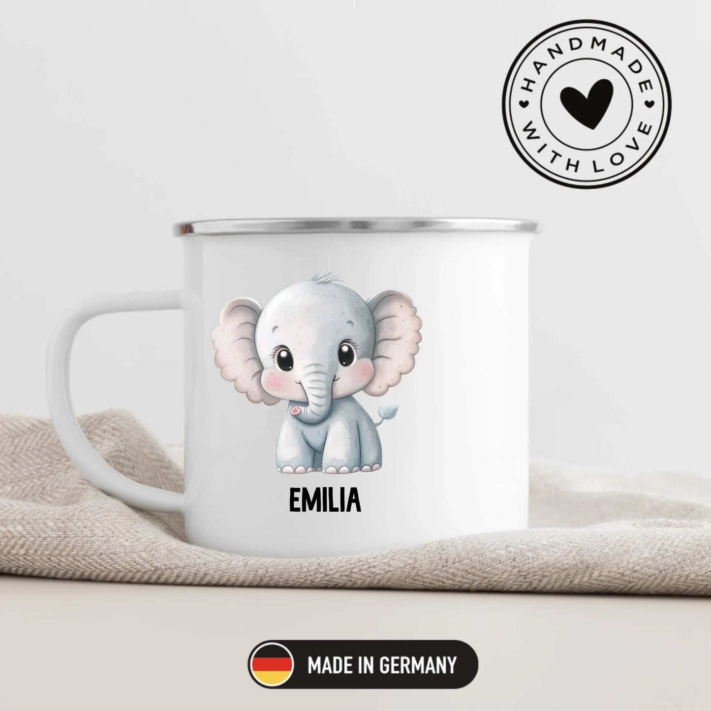 Personalisierte Kindertasse Elefant mit Namen