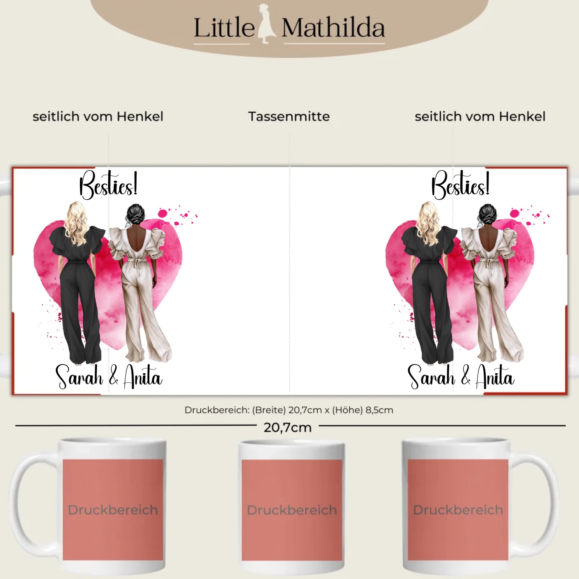 Personalisierte Keramik Tasse Druckbereich 360 Grad