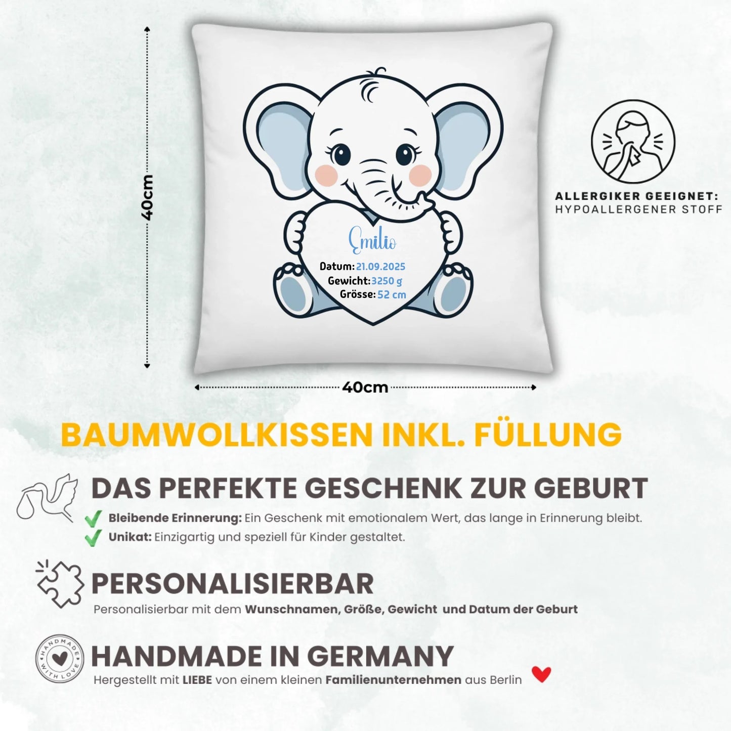 Geschenkkissen zur Geburt