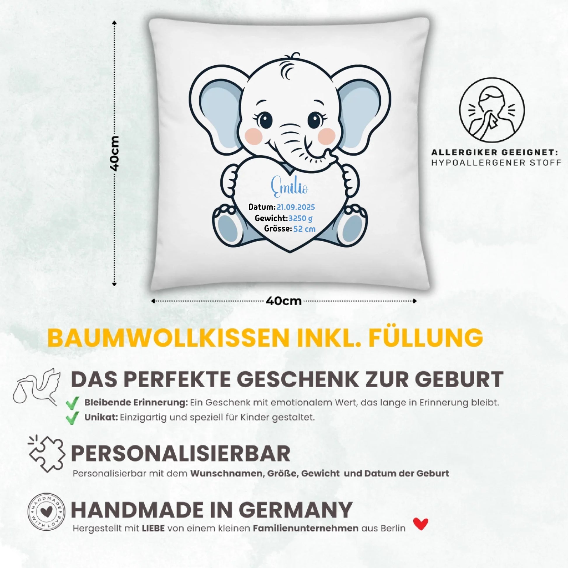 Geschenkkissen zur Geburt