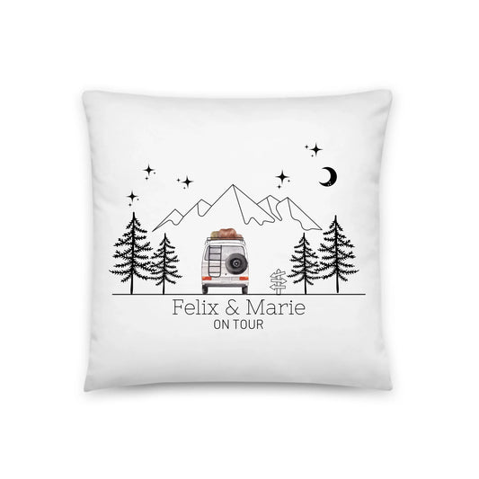 Personalisiertes Camping Kissen Wohnmobil Aquarell (40x40cm Baumwolle)