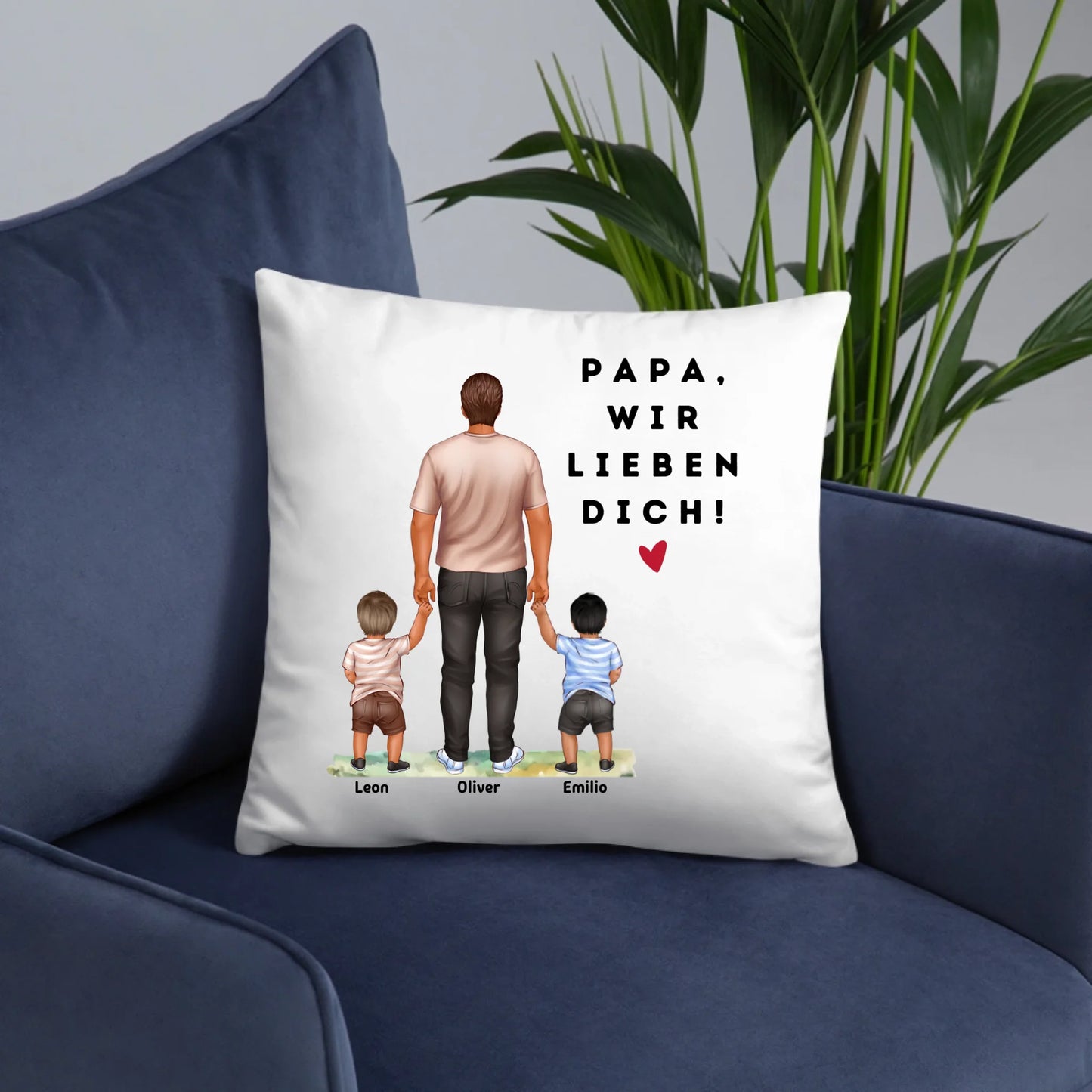 Cadeau pour papa avec enfants – Coussin personnalisé avec prénom | Idéal pour la fête des pères et un anniversaire 