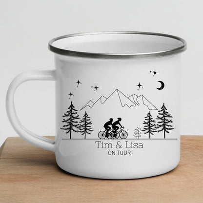 Emaille Camping Tasse Rennrad Fahrer
