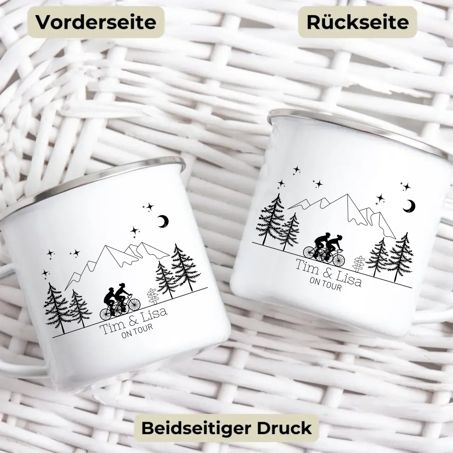 Emaille Camping Tasse Rennrad Fahrer