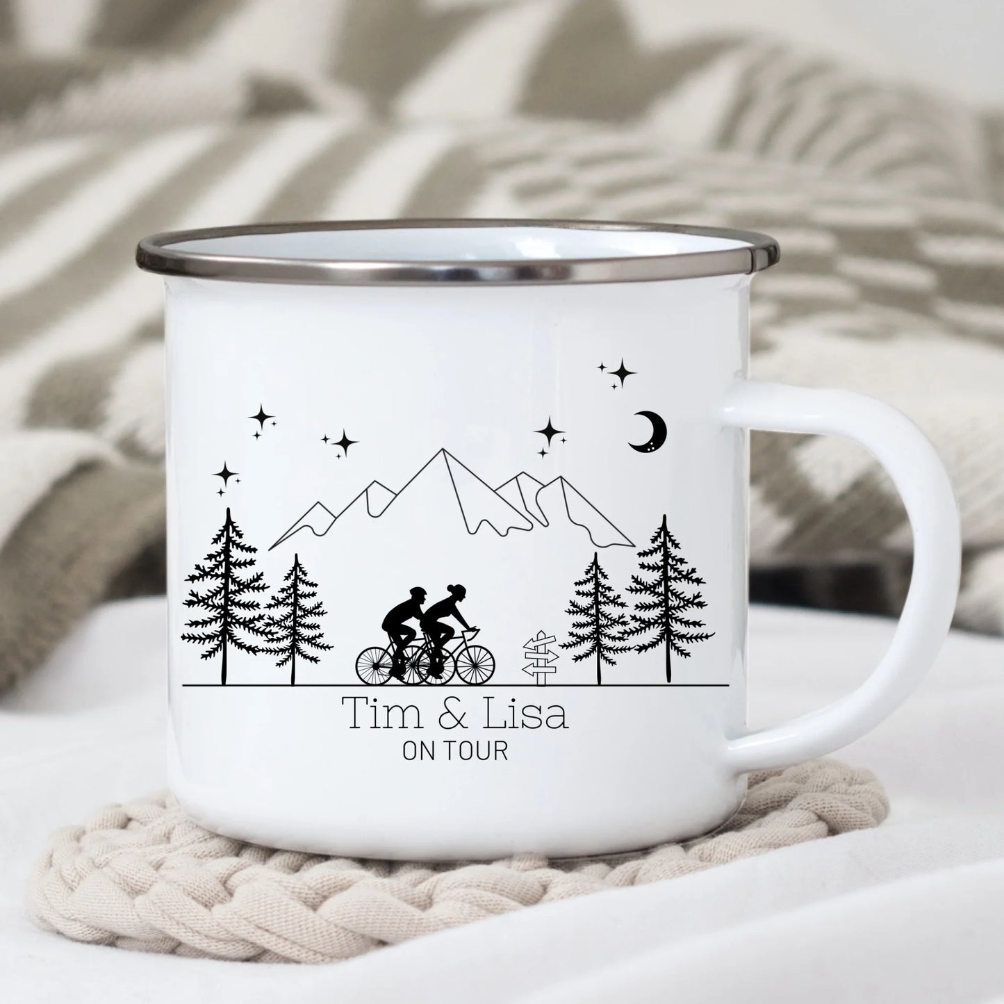 Emaille Camping Tasse Rennrad Fahrer