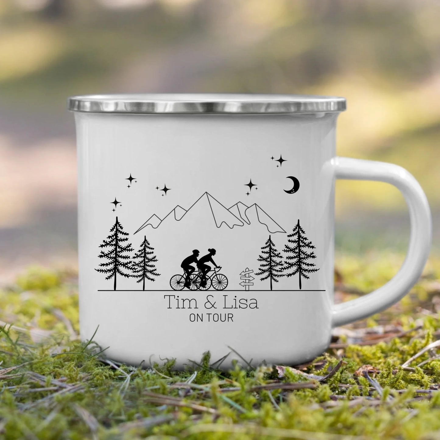 Emaille Camping Tasse Rennrad Fahrer