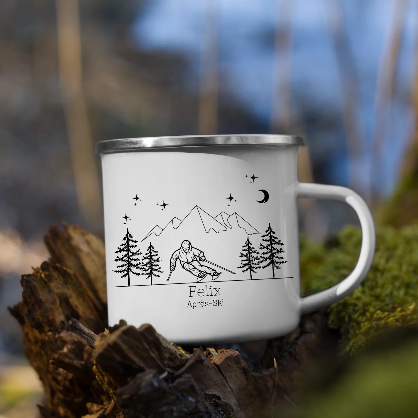 Personalisierte "Ski Emaille Tasse"