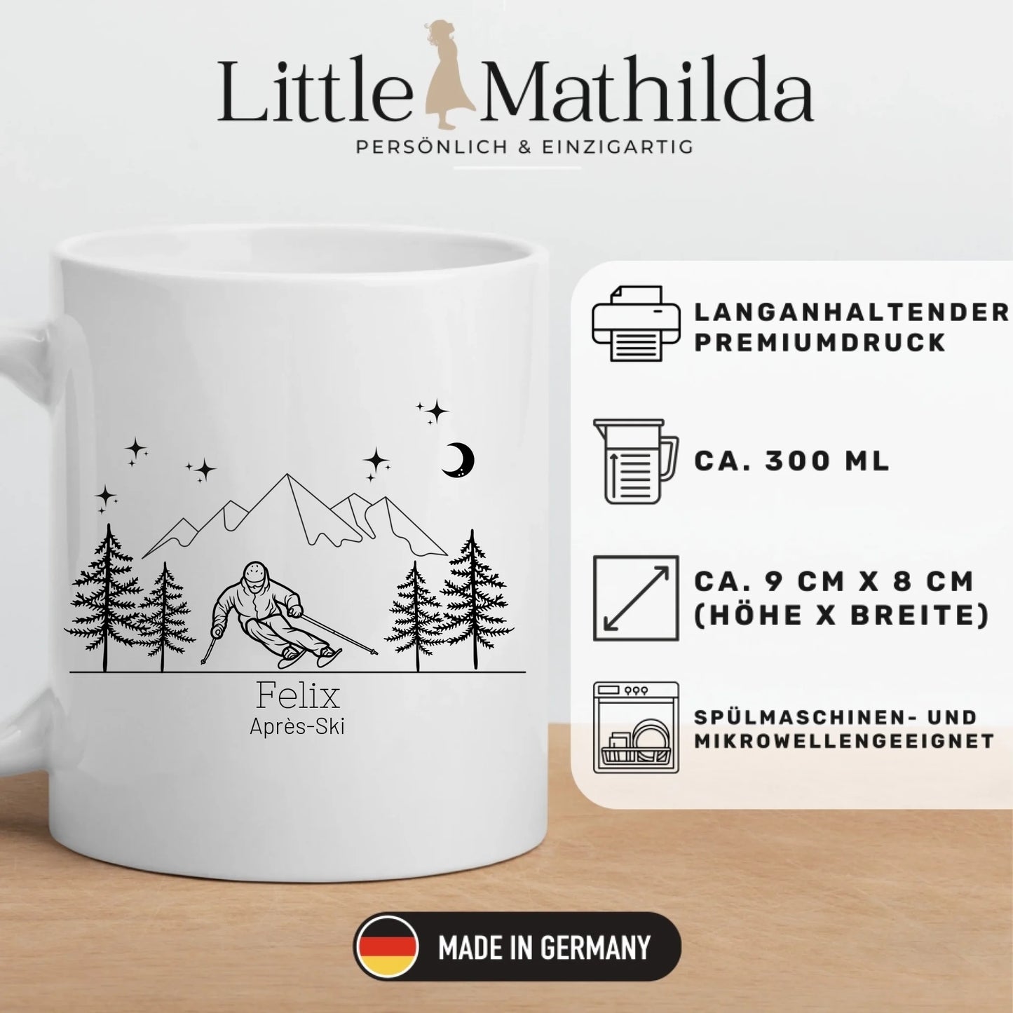 Personalisierte "Ski Emaille Tasse"