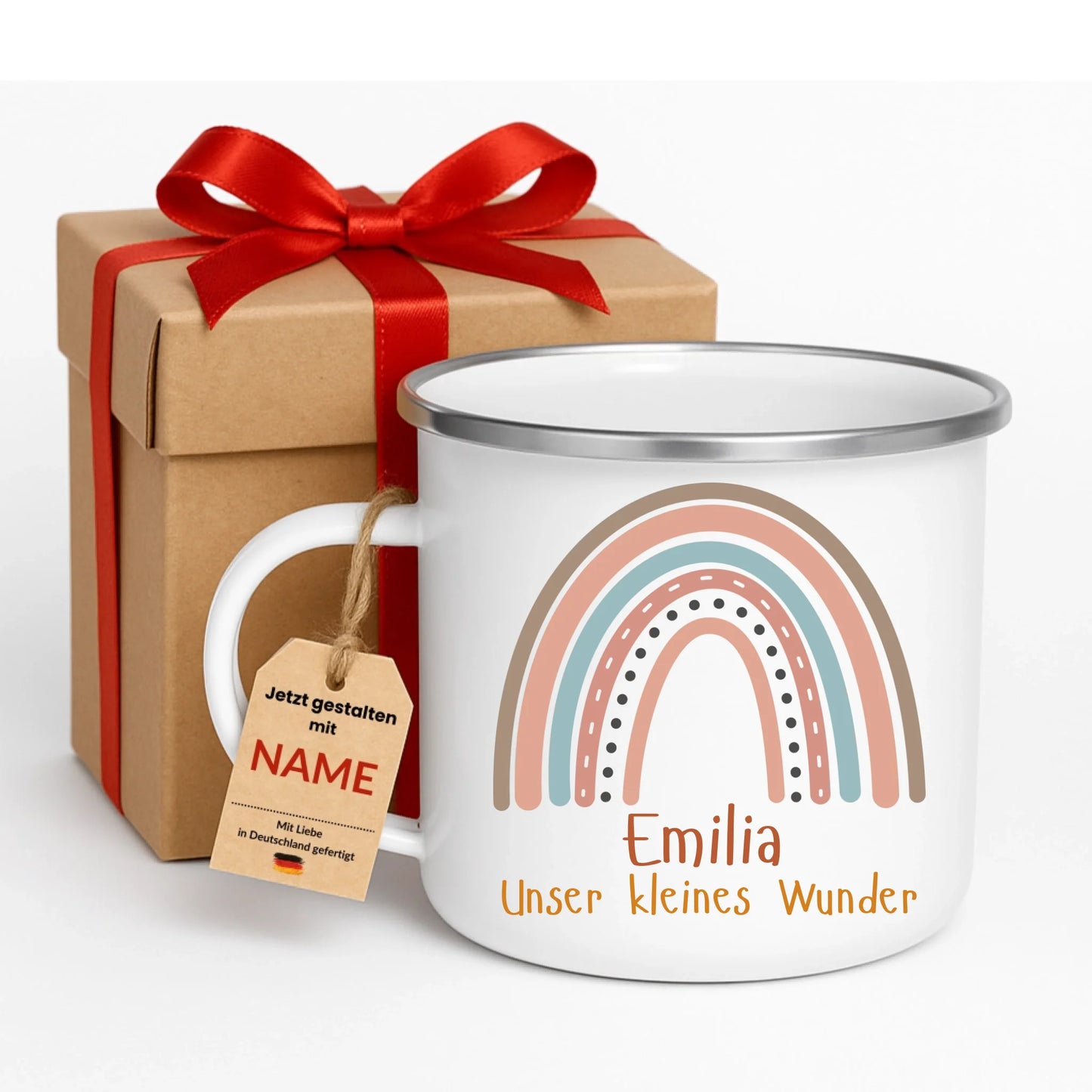 Bruchsichere Emaille Tasse für Kinder – personalisierte Kindertasse mit Namen, kratzfest und nachhaltig hergestellt