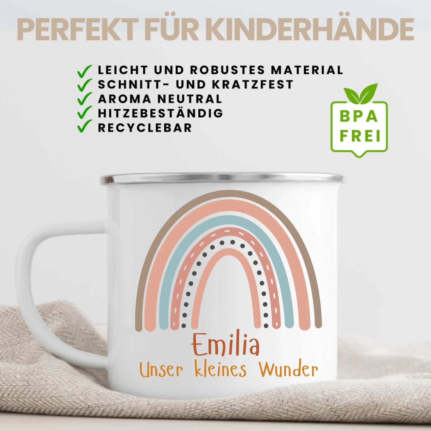 Geschenk zur Einschulung Personalisierte Tasse Schulkind 2025 von Little Mathilda Regenbogentasse mit Namen