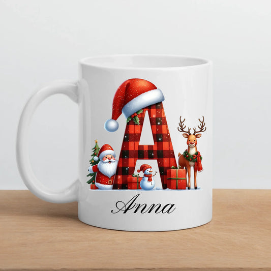 Personalisierte Weihnachtstasse mit Namen und Buchstaben