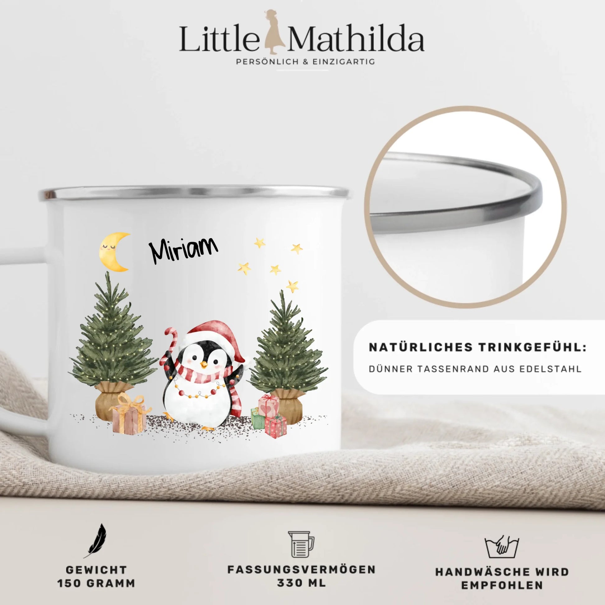 Individuell bedruckte Kindertasse mit Foto – personalisierte Emaille Tasse für Kinder von Little Mathilda
