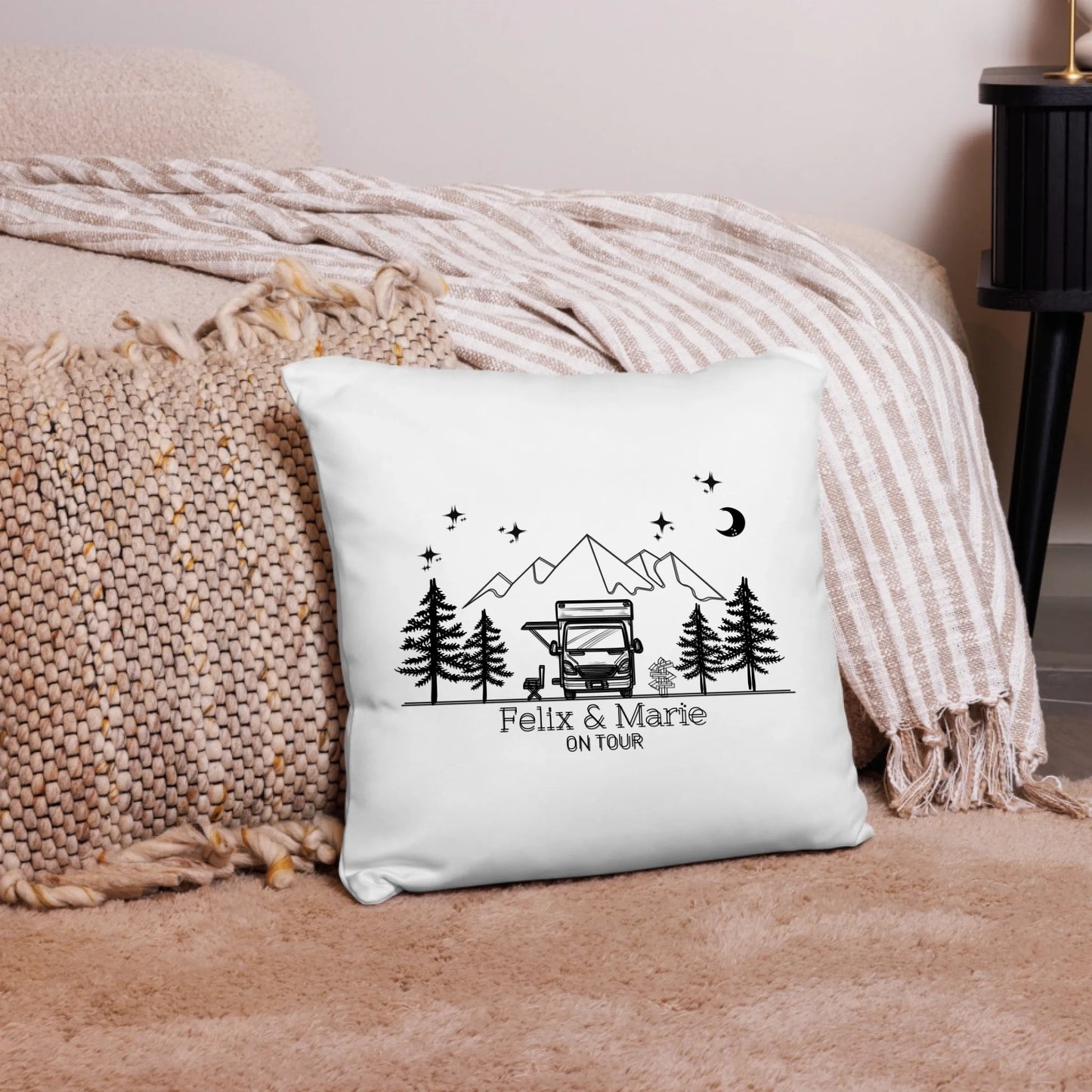 Personalisiertes Camping Kissen mit Namen: Wohnmobil Motiv
