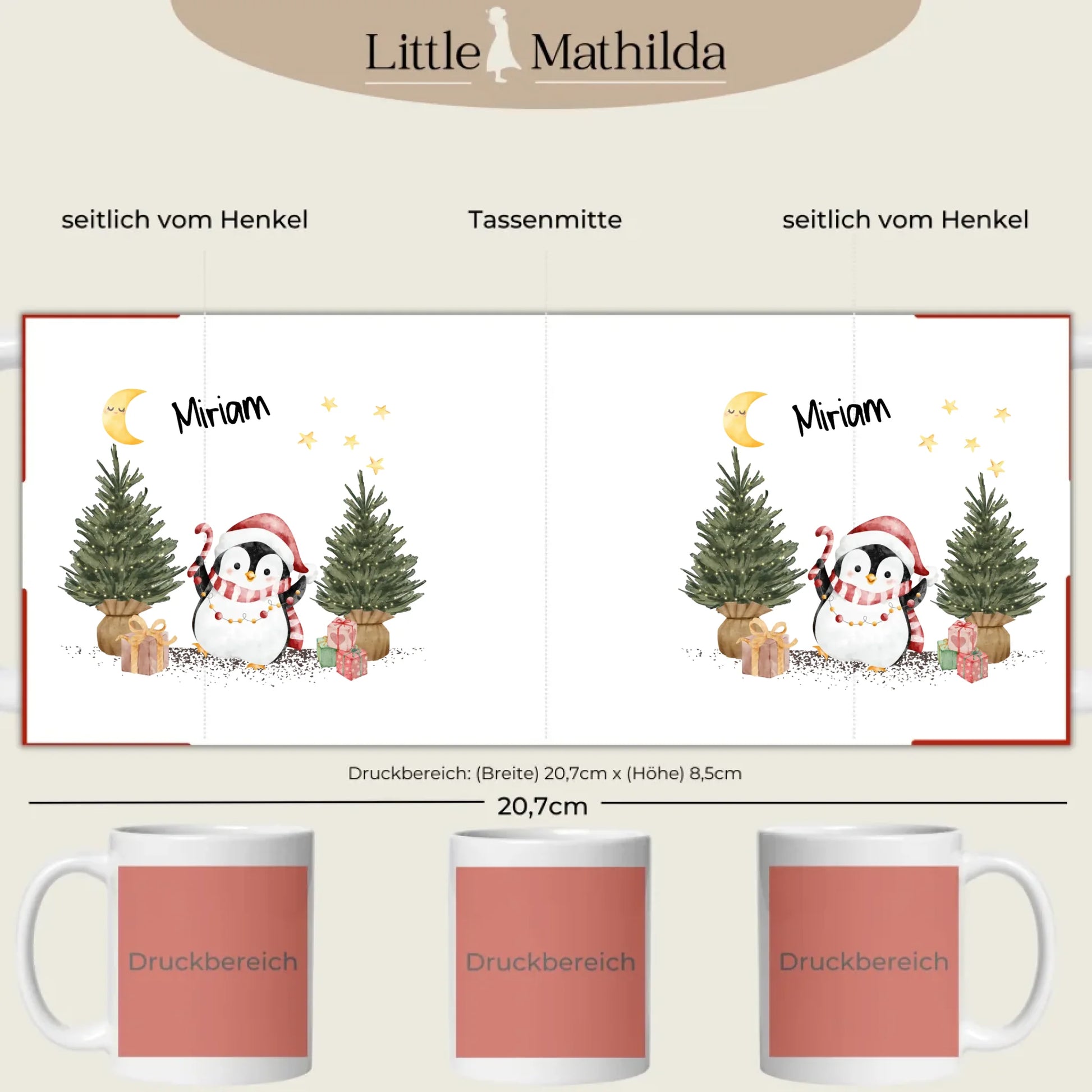 Personalisierte Keramik Tasse Druckbereich 360 Grad