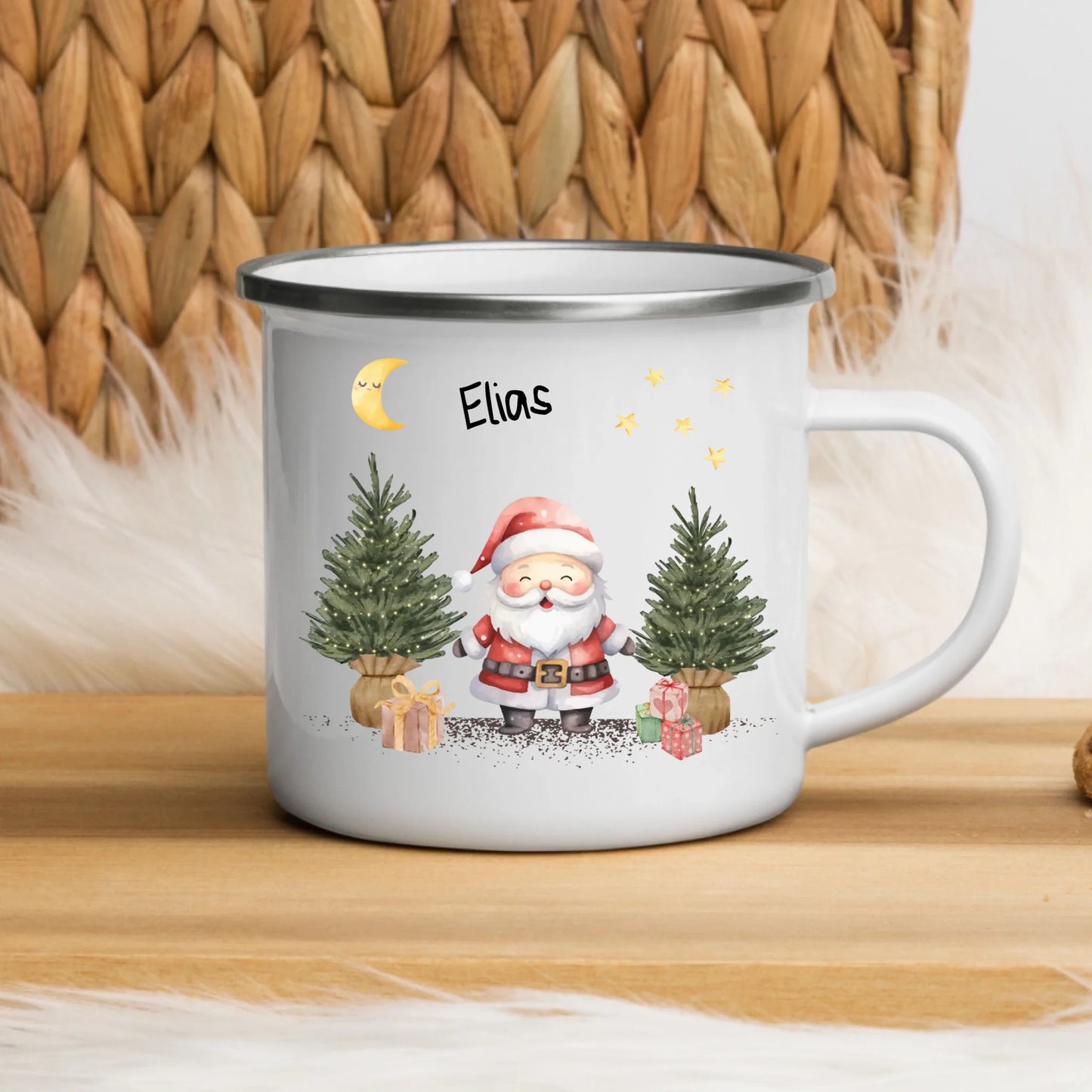 Kratzfeste Emaille Kindertasse mit Henkel – bruchsicherer Kinderbecher mit Namen und nachhaltiger Emaille-Beschichtung