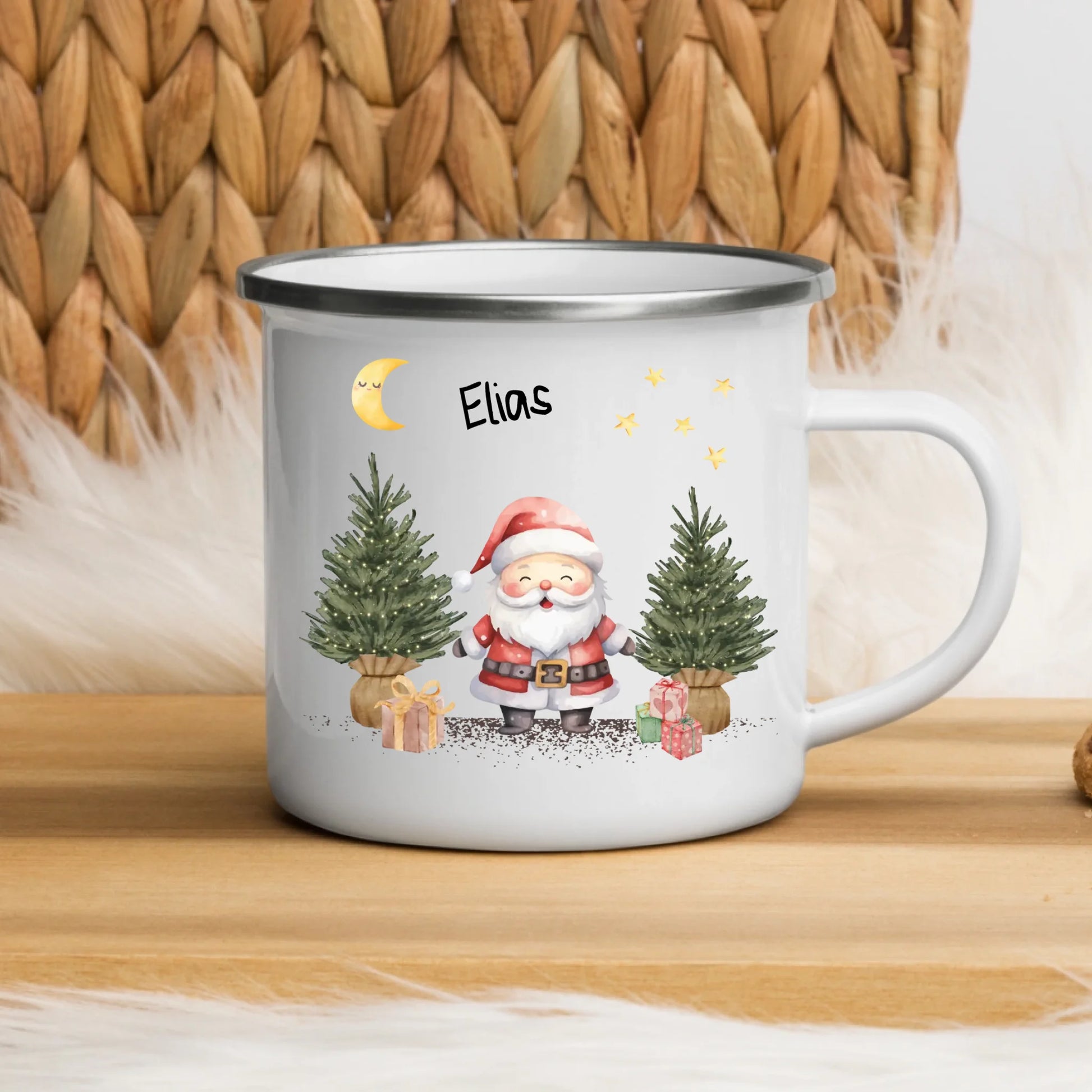 Kratzfeste Emaille Kindertasse mit Henkel – bruchsicherer Kinderbecher mit Namen und nachhaltiger Emaille-Beschichtung