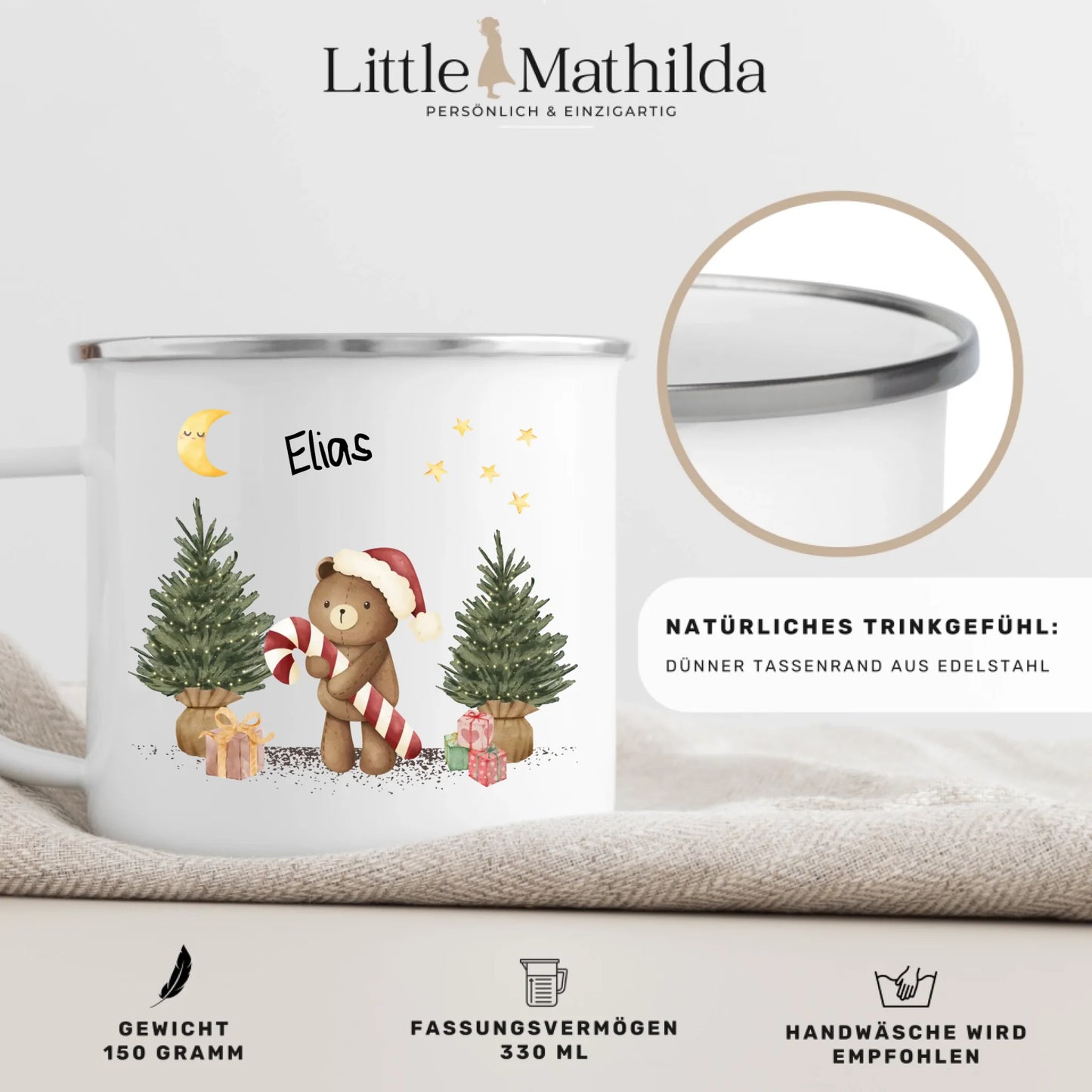Individuell bedruckte Kindertasse mit Foto – personalisierte Emaille Tasse für Kinder von Little Mathilda