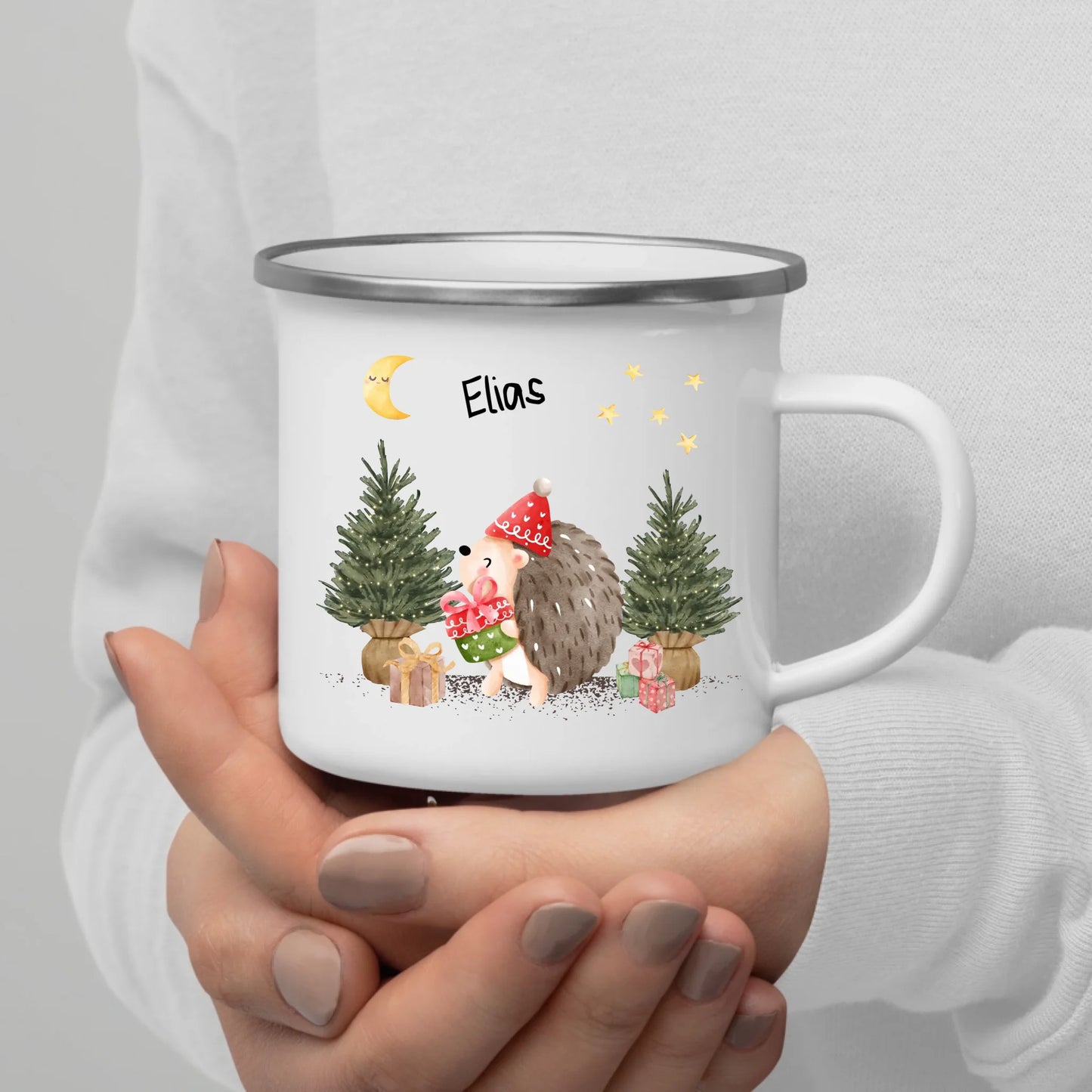 Personalisierte Emaille Tasse für Kinder von Little Mathilda – Tasse bedrucken lassen mit Namen und Tiermotiv