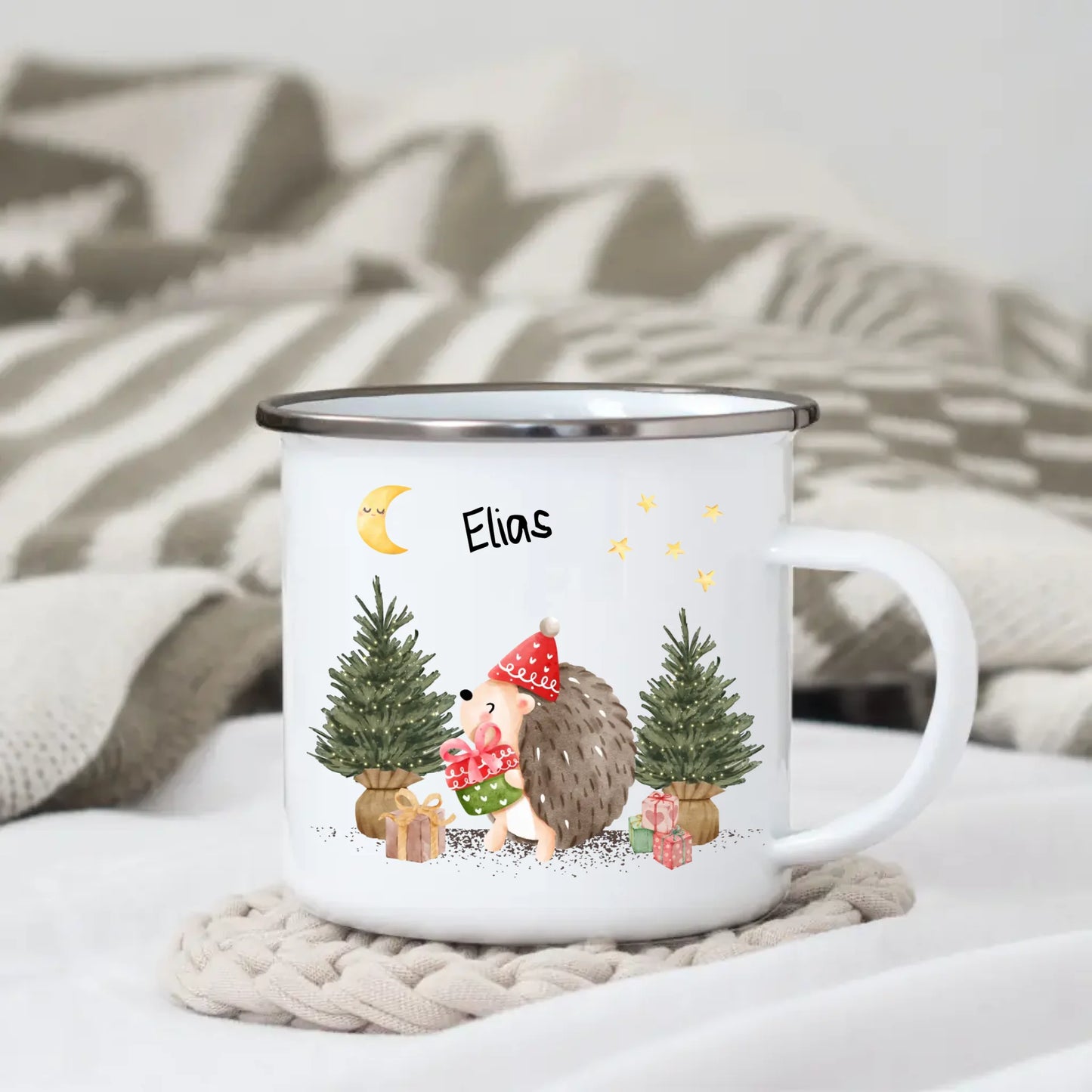 Personalisierte Weihnachtstasse für Kinder "Igel"