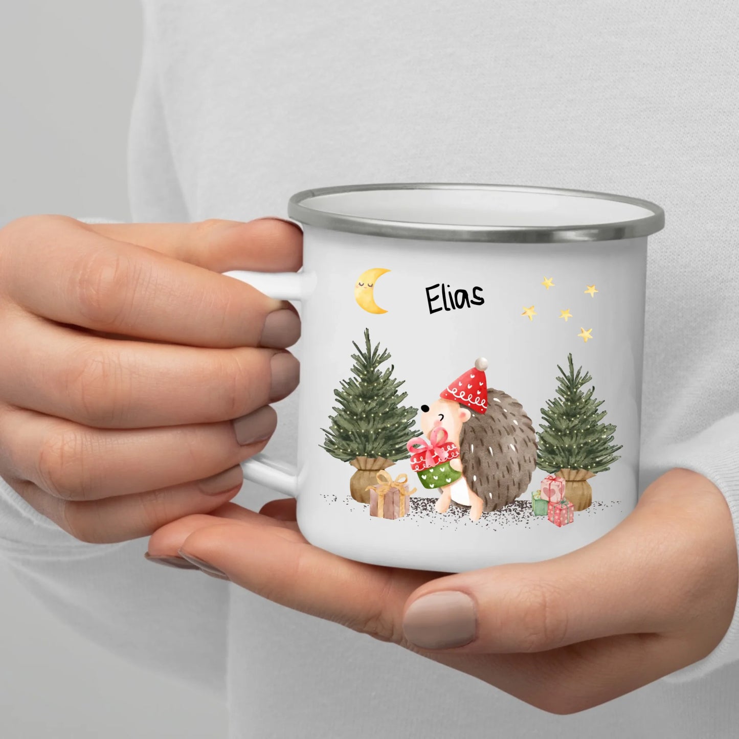 Emaille Kindertasse mit Henkel – bruchsicherer Kinderbecher mit Namen, ideal als Geschenk im Herbst