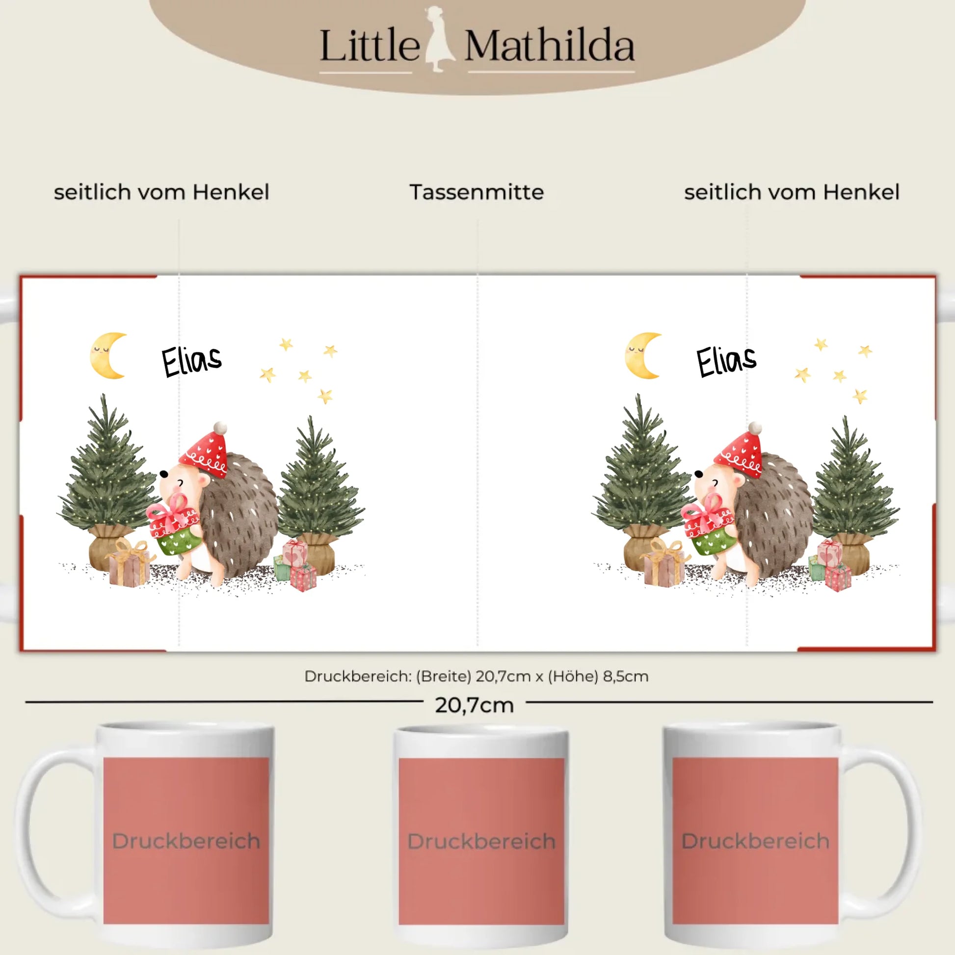 Personalisierte Keramik Tasse Druckbereich 360 Grad