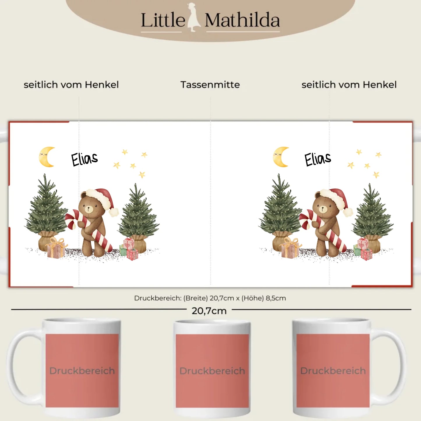 Personalisierte Keramik Tasse Druckbereich 360 Grad