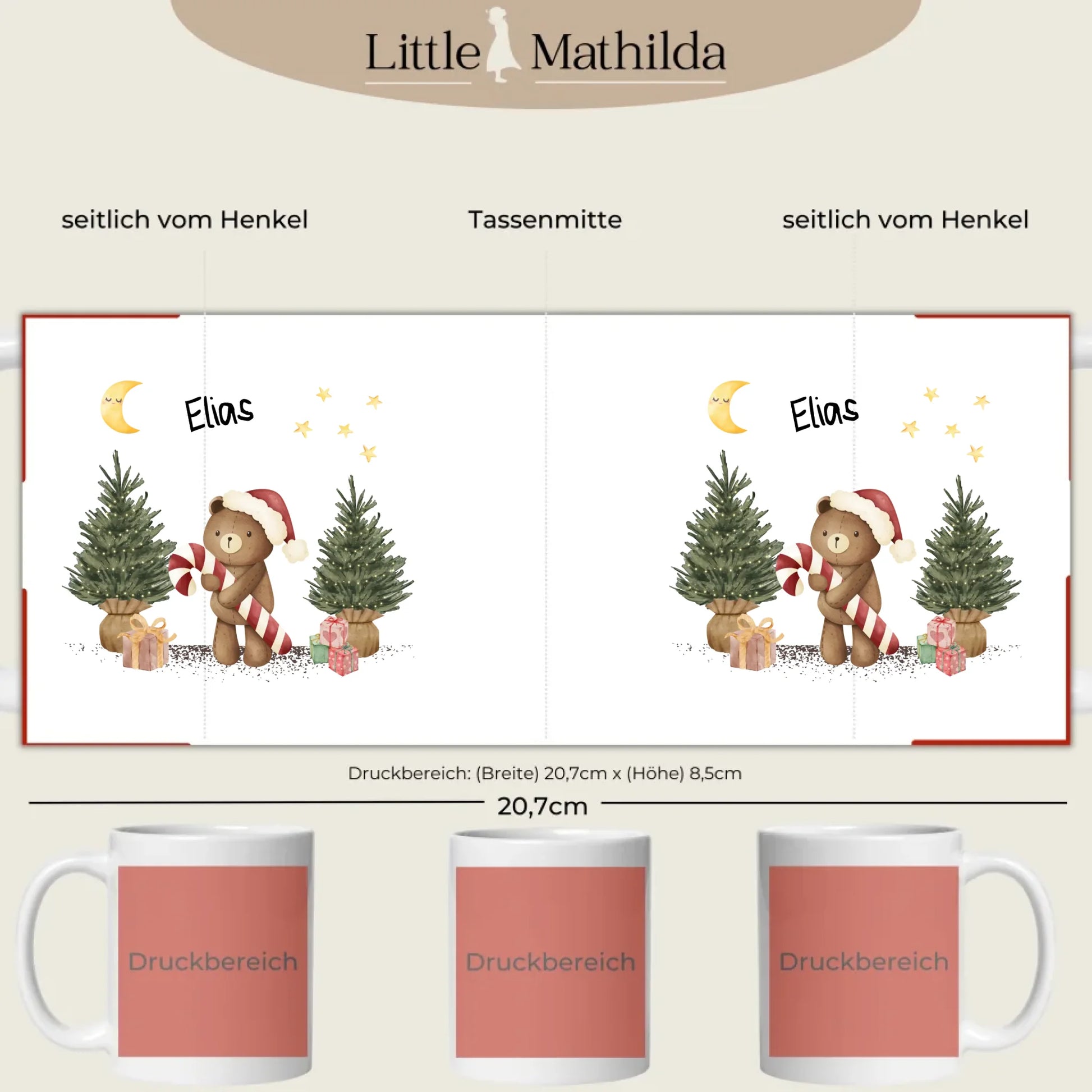 Personalisierte Keramik Tasse Druckbereich 360 Grad