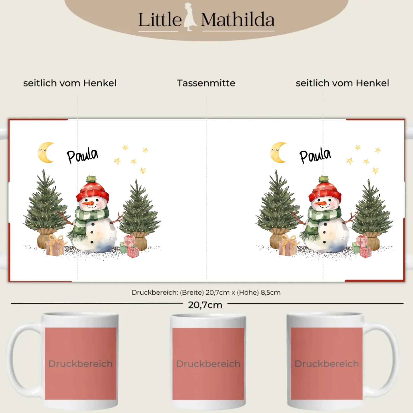 Personalisierte Keramik Tasse Druckbereich 360 Grad