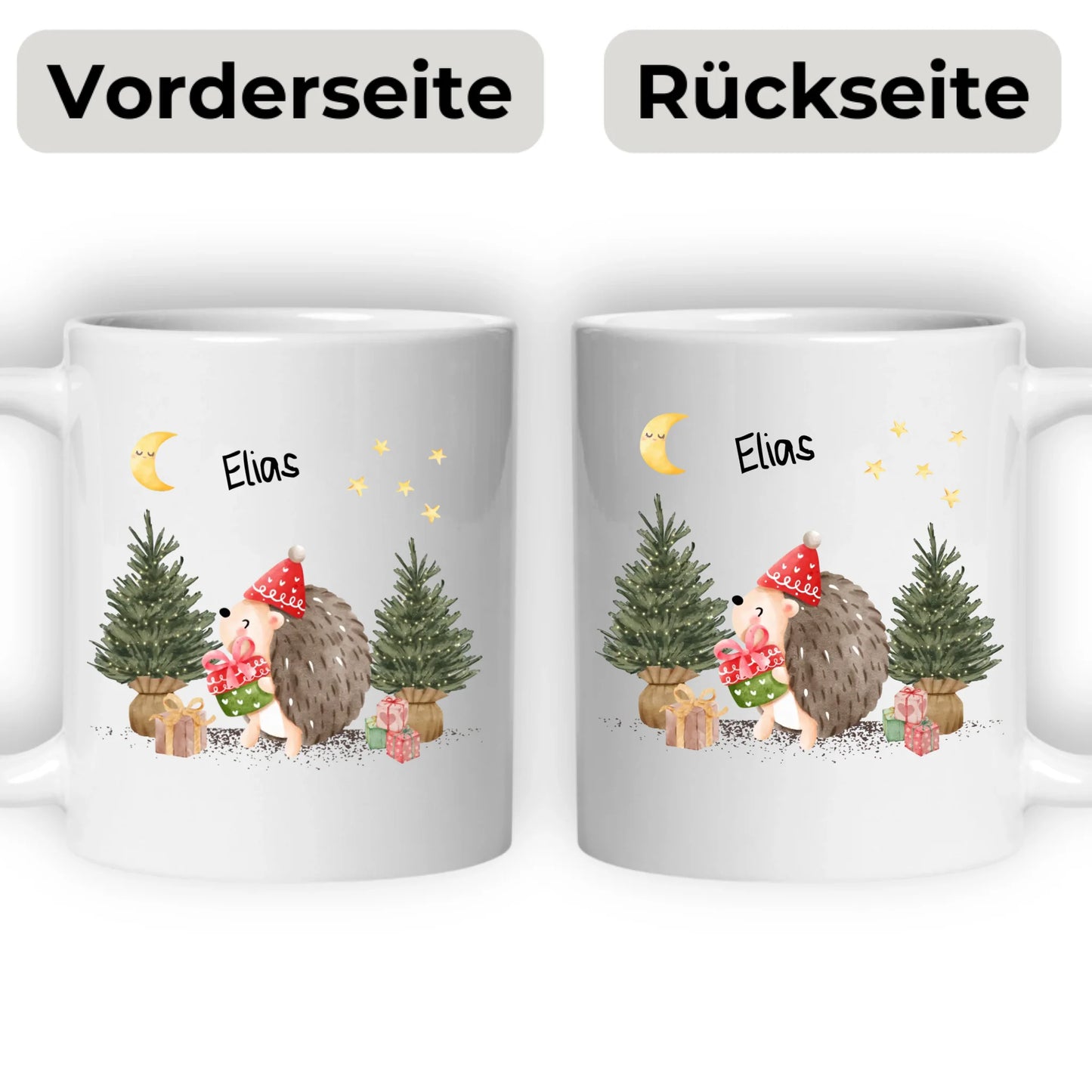 Personalisierte Weihnachtstasse für Kinder "Igel"