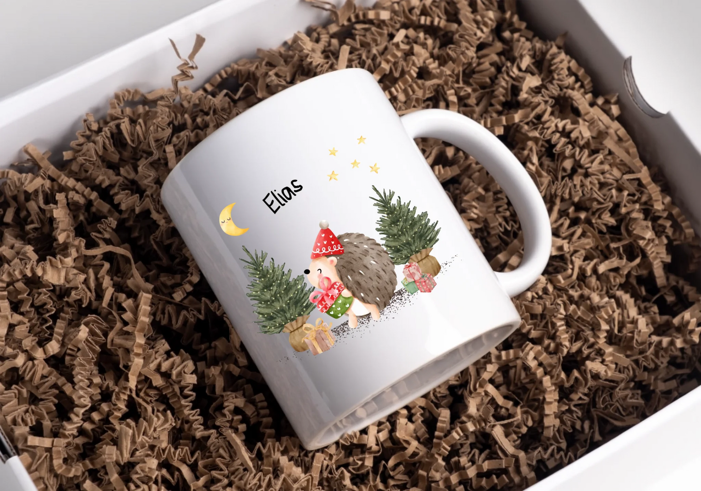Personalisierte Weihnachtstasse für Kinder "Igel"