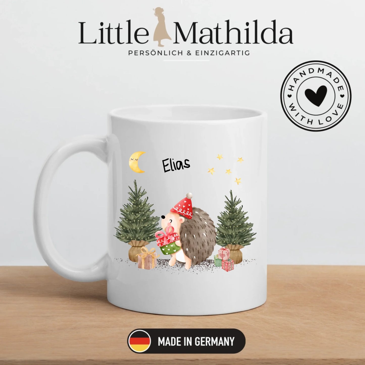 Personalisierte Weihnachtstasse für Kinder "Igel"