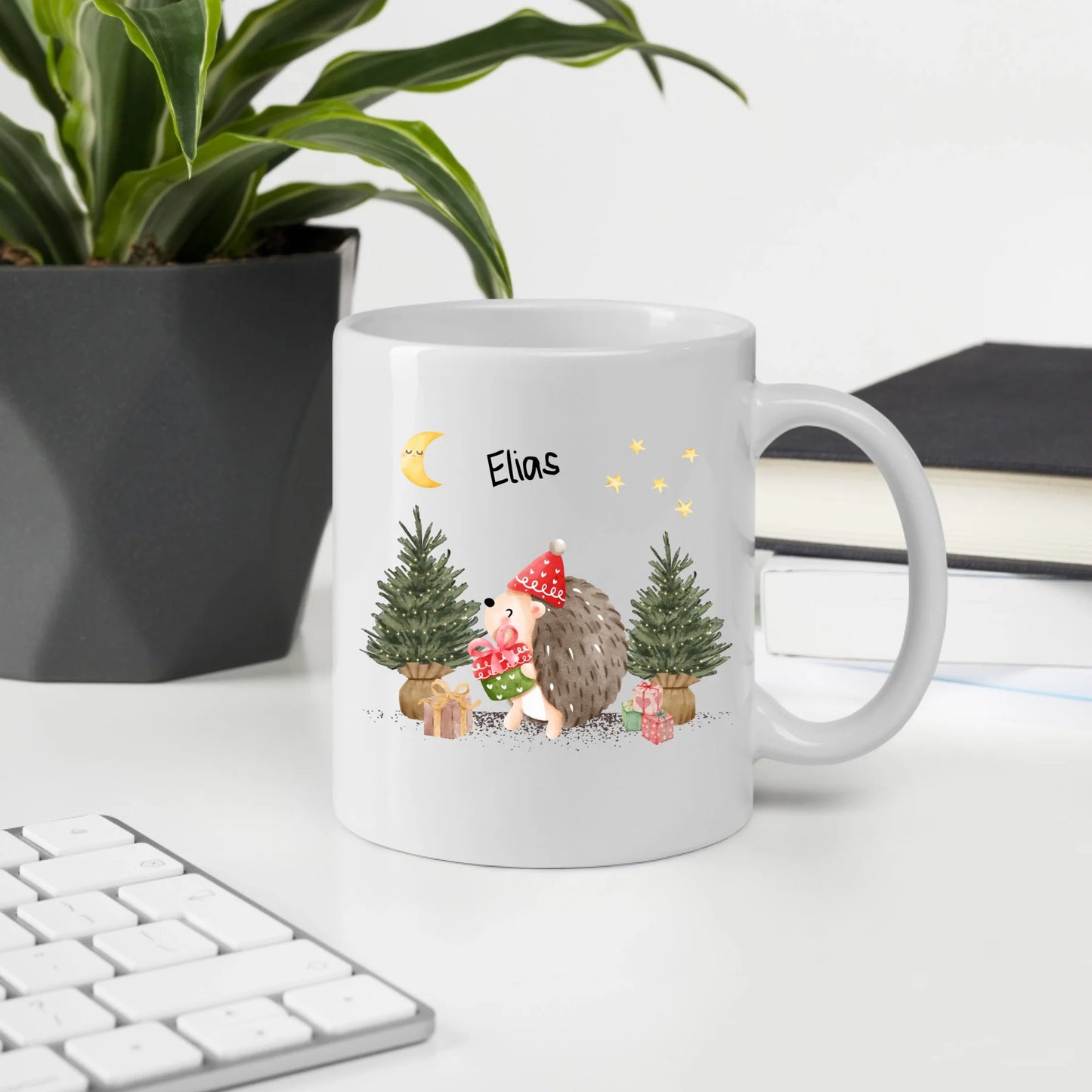Personalisierte Weihnachtstasse für Kinder "Igel"