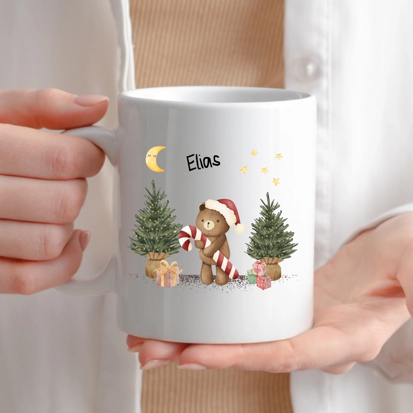 Personalisierte Weihnachtstasse für Kinder "Teddy"