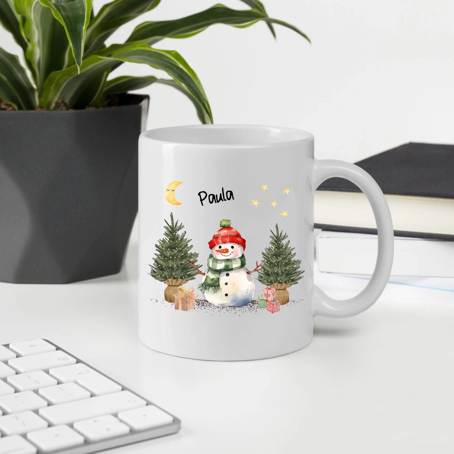 Personalisierte Weihnachtstasse für Kinder "Schneemann"