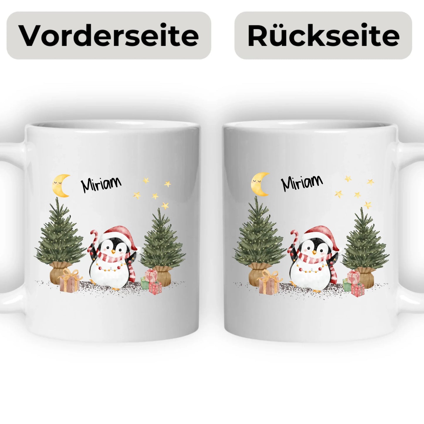 Personalisierte Weihnachtstasse für Kinder "Pinguin"