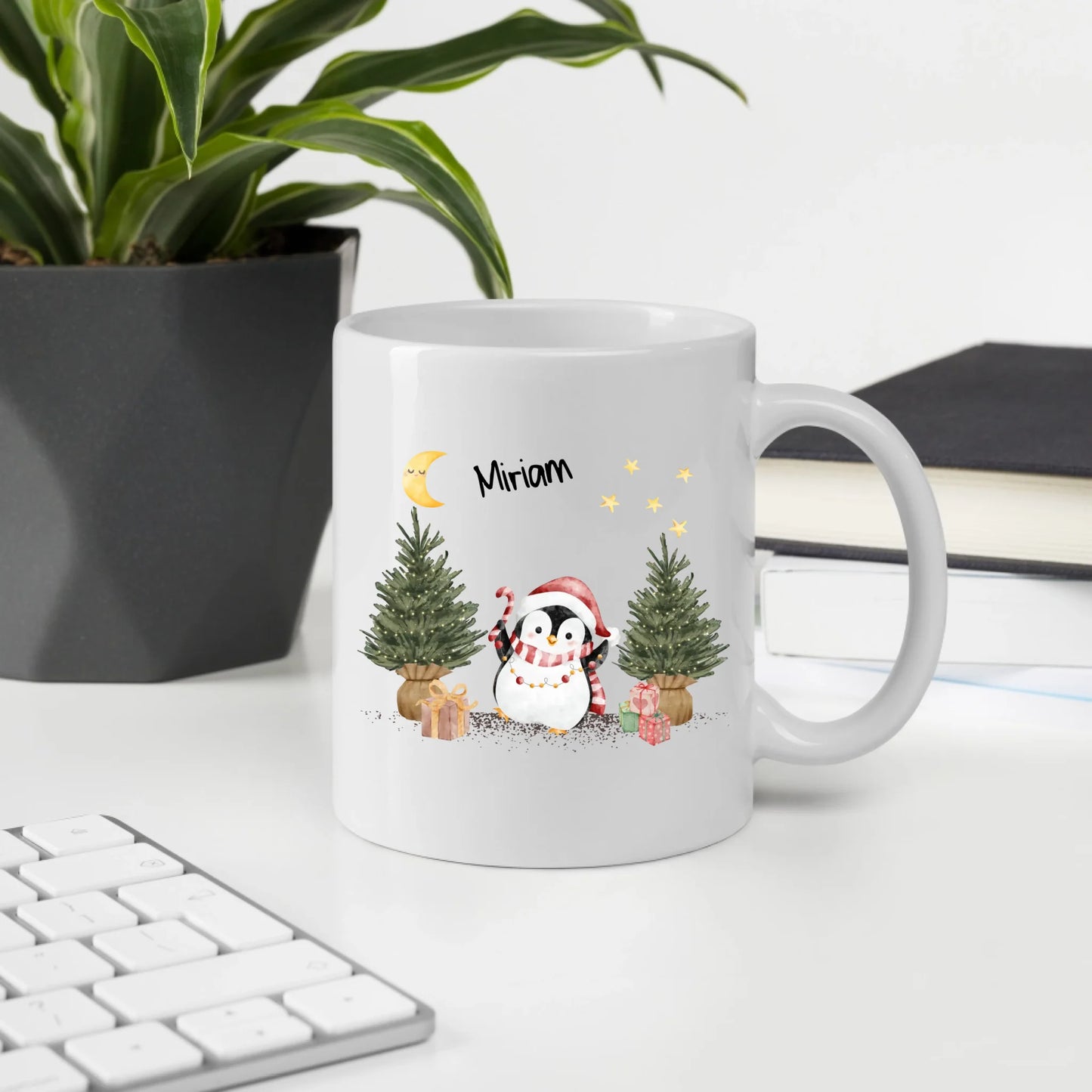 Personalisierte Weihnachtstasse für Kinder "Pinguin"