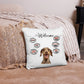 Personalisiertes Kissen Willkommen mit Wunschfoto vom Hund und witzigen Sprechblasen