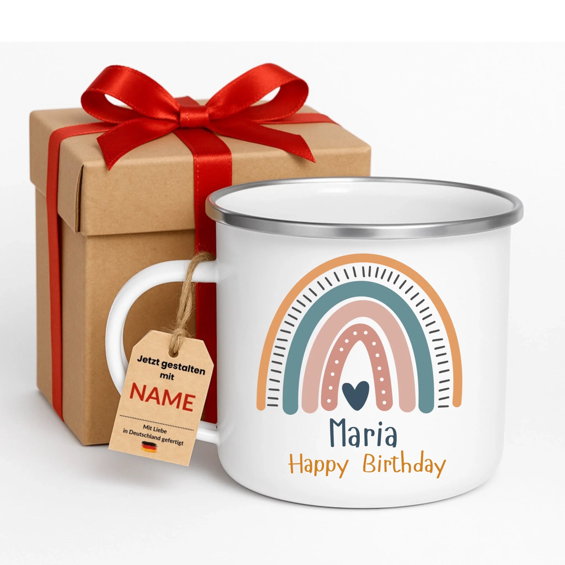 Bruchsichere Emaille Tasse für Kinder – personalisierte Kindertasse mit Namen, kratzfest und nachhaltig hergestellt