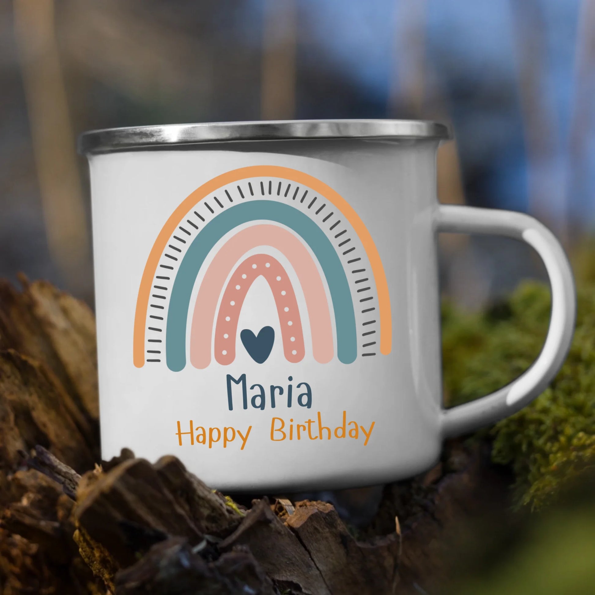 Personalisierte Kindertasse aus Emaille – bruchsicher, langlebig und recyclebar, perfekt für Kinderhände