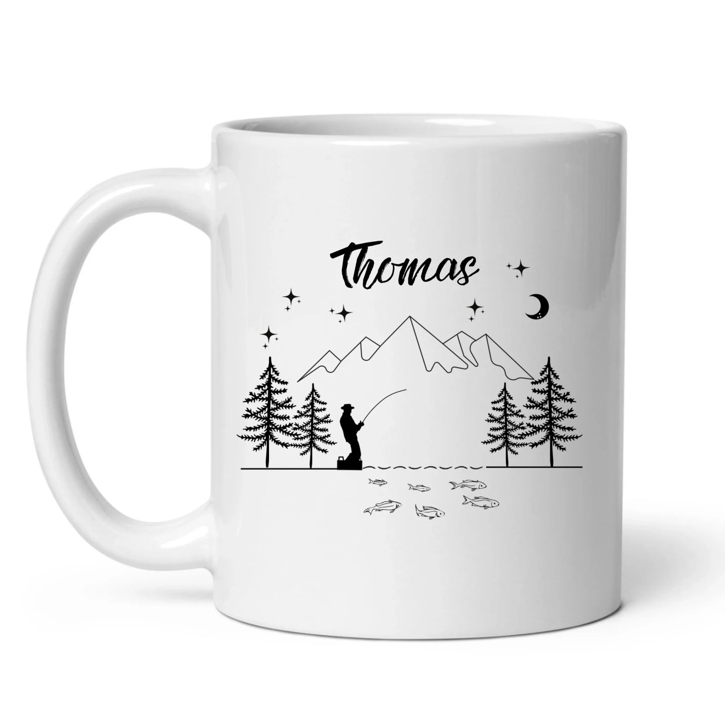 Personalisierte Emaille Tasse Angler "Petri Heil"