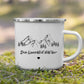 Personalisierte Emaille Camping Tasse mit Camping-Zitaten
