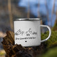 Personalisierte Emaille Camping Tasse mit Camping-Zitaten